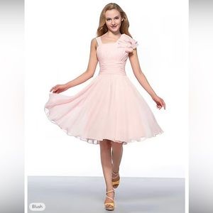 A-Line Empire Cocktail Party Dress Sleeveless Knee Length Chiffon with Ruched